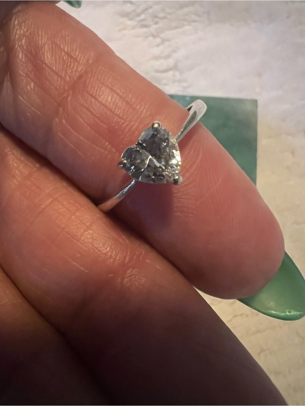 SU 925 Heart-Cut Clear CZ Stone Sterling Silver Ring - Women Jewelry